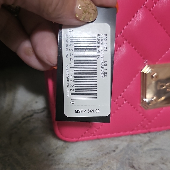 bebe Pink Quilted Crossbody with Gold Accent - Picture 2 of 4